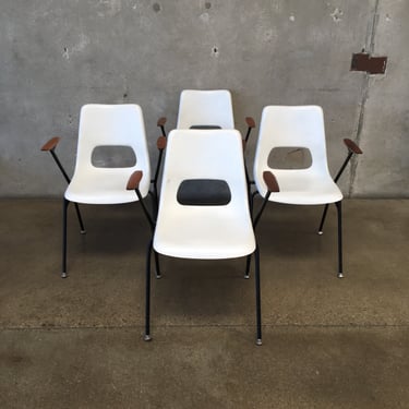Vintage Set of Four White / Black Arm Chairs