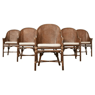 Set of Six McGuire Organic Modern Rattan Cane Dining Chairs