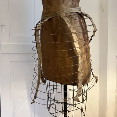 Antique 1870s Victorian Hoop Skirt Crinoline Bustle Dress Wired Lingerie Cage