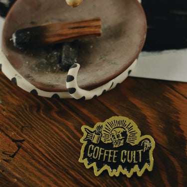 Coffee Cult Pin | Vintage Brass Metal | Foodie Gift | Pyknic 