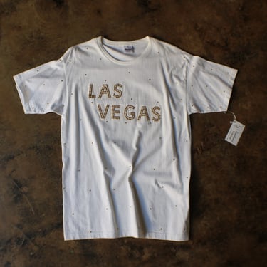 Vintage T-Shirt / White Studded Las Vegas Shirt / Cotton T-Shirt 