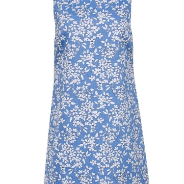 Alice & Olivia - Blue & White Floral Jacquard Sleeveless Dress Sz 8