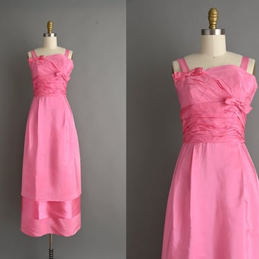 vintage 1950s Dress | Emma Domb Bubble Gum Pink Party Prom dress | XS Small 