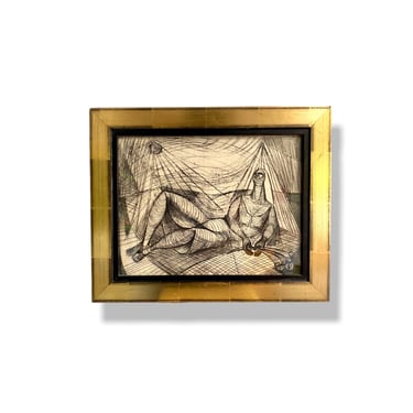 1947 Rick Norwood Etching in Gilt Frame