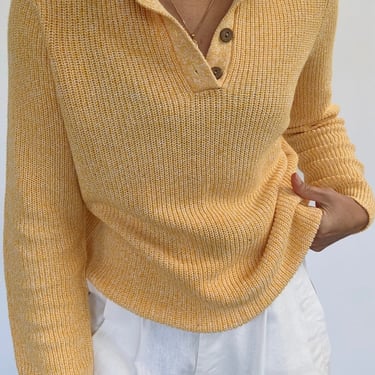 90s Marigold Linen &amp; Cotton Knit Henley