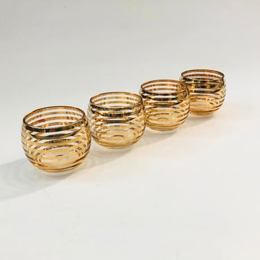 Gold Striped Roly Poly Cordials - Set of 4 