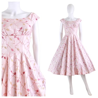 1950s Suzy Perette Dress - 1950s Fit and Flare Dress - 50s Pink Dress - 50s Party Dress - Pink Suzy Perette - Pink Party Dress | Size Small 