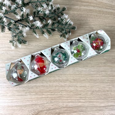 JewelBrite Diorama Christmas Ornaments in original box - 1960s vintage 