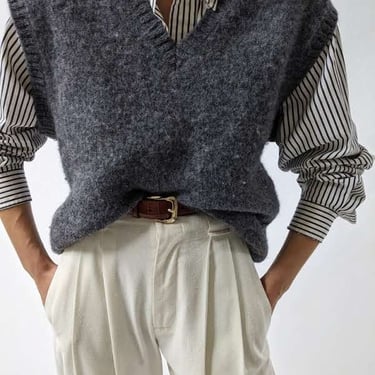 Vintage Grey Wool Sweater Vest