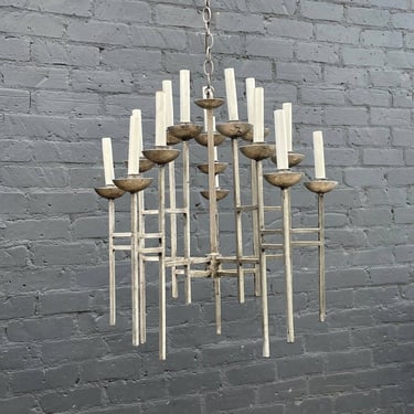 Mid-Century Modern Geometric Metal Chandelier, c.1980’s 