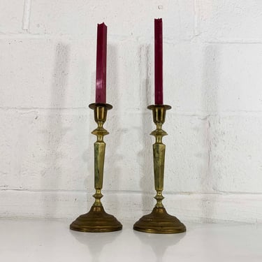Vintage Brass Set of Two Candle Holders Candlesticks Retro Decor Mid-Century Hollywood Regency Candleholder MCM 