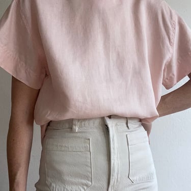 vintage soft pink linen blouse 