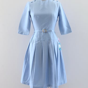 Vintage Pleated Blue Dress