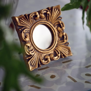 Vintage Gold Square Mirror | Small 