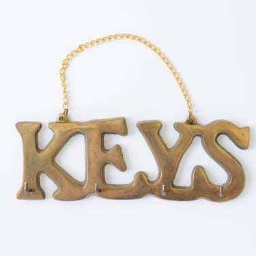 Vintage Brass Key Rack 