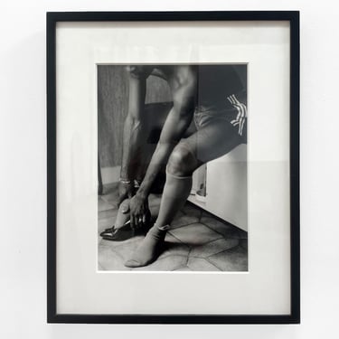 Vintage LGBTQ Photo Black and White, Documentary Fine Art, After Nan Goldin, Silver Gelatin Print Cross Dressing Man Heels 