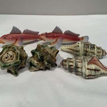 3 Sets Vintage Salt & Pepper seashell, seashell shaker set, fishermen decor, ocean shaker set, Japan shaker set, beach tableware 