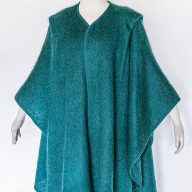 1980s Mohair Wool Poncho Cape Coat 