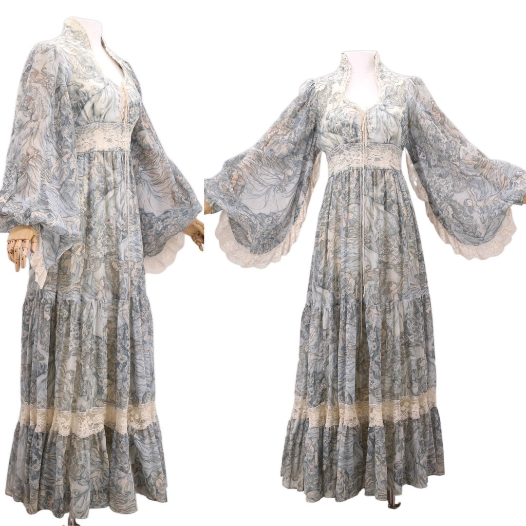 70s GUNNE SAX fairy print prairie maxi dress gown 11 / vintage 1970