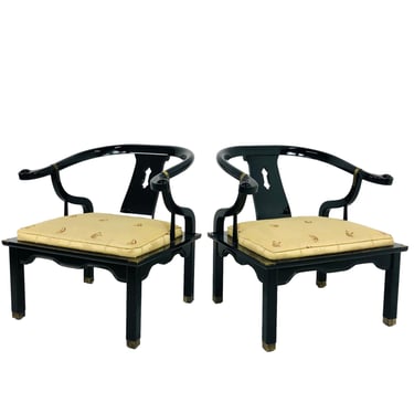 #6532 Pair of James Mont Horseshoe Ming Chairs