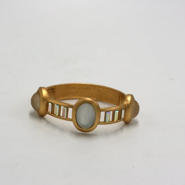 vintage Monet gold tone bangle bracelet with faux embellishments 