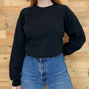 80's Vintage LEE Worn Black Raglan Pullover Sweatshirt 