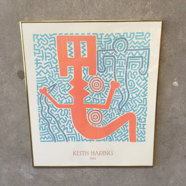 Vintage Keith Haring Framed Lithograph Untitled 1984
