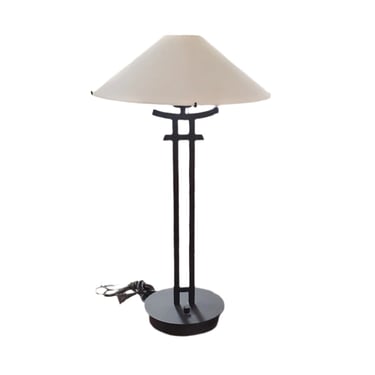 Modern Black Asian-Style Table Lamp with Glass Shade