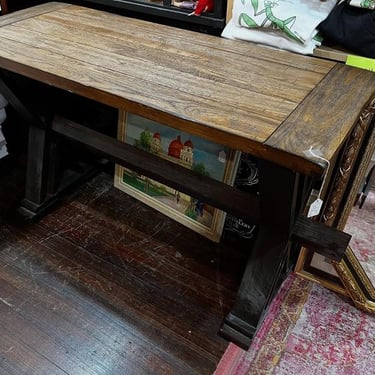 Rustic trestle style table. 48” x 19” x 29” 