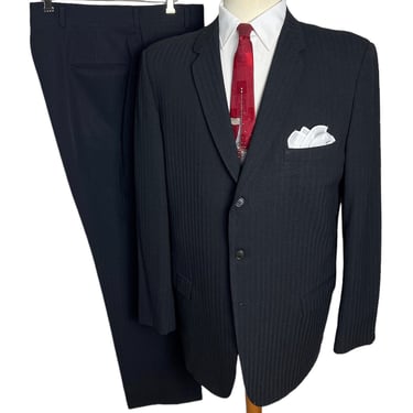 Vintage 1950s Foreman & Clark ATOMIC ERA 2pc Wool Sack Suit ~ 42 to 44 Long ~ jacket / drop loop pants ~ Rockabilly ~ 