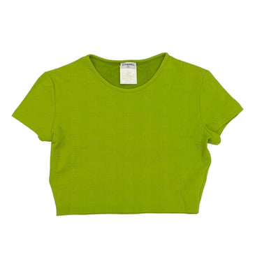 Chanel Lime Green Logo Crop Top