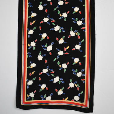 1980s Albert Nipon Floral Silk Scarf 