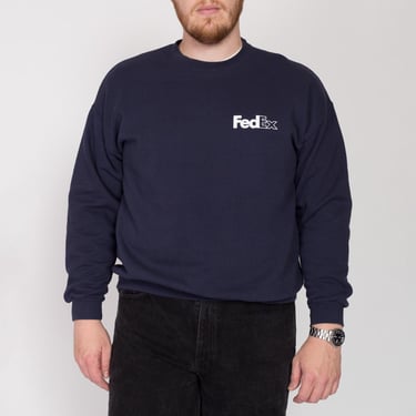XL 90s Fed Ex Sweatshirt | Vintage Navy Blue Brand Logo Crewneck Pullover 