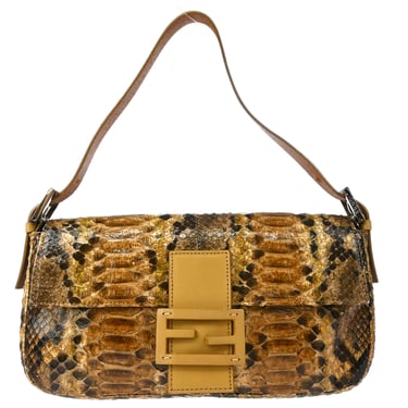 Fendi * Brown Python Baguette Handbag