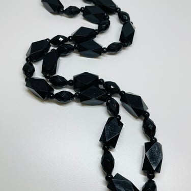 Plastic Large Black Beaded Necklace