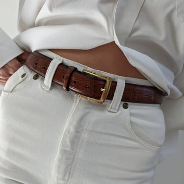 Vintage Chestnut Embossed Leather Belt