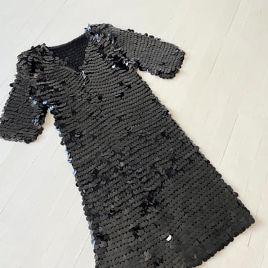 1980s Black Paillette Dress 