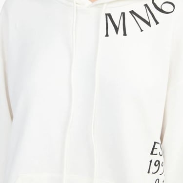 MM6 Maison Margiela Logo Print Hoodie - Offwhite