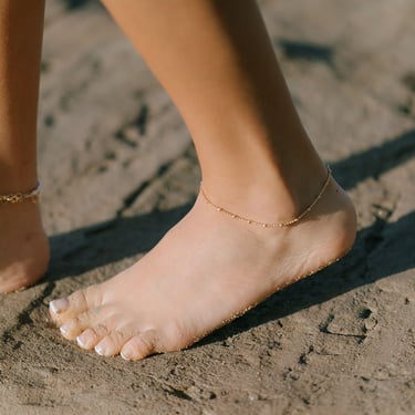 Gold Satellite Ball Chain Anklet - Kamalei, Gold Anklet, Gold Chain Anklet, Gold Filled Anklet, Gift Anklet, Hawaii Anklet 