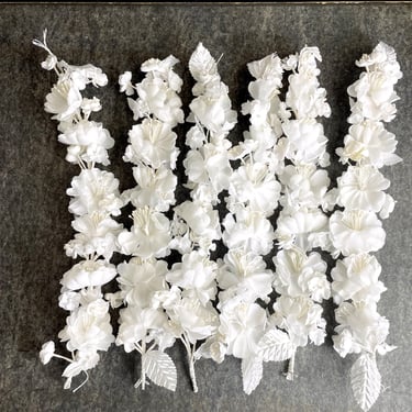 Millinery white flower lot of 6 - vintage silk bridal 