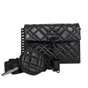 Kurt Geiger - Matte Black Quilted Mini Brixton Lock Bag