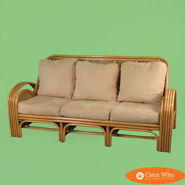 Sculptural Rattan Sofa With Magazine Rack