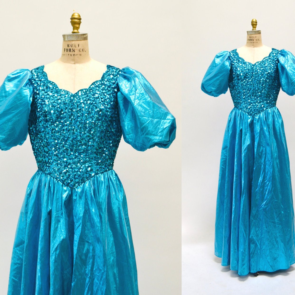 Vintage 80s Prom Sequin Dress Blue Metallic Ball | Hooked on Honey ...