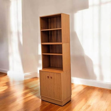 Teak Bookcase – Upright Freestanding Mid Century Modern Storage, Modular MCM Cabinet, Vintage Teak Shelf 