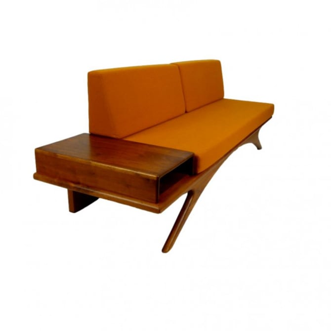 Walnut Daybed Sofa With Table