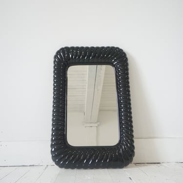 1980s black scalloped mirror