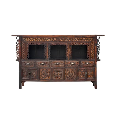 Chinese Vintage Relief Carving Long Shrine Altar Table Cabinet cs7670E 