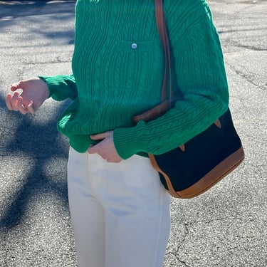 Vintage Kelly Green Cable Knit Sweater