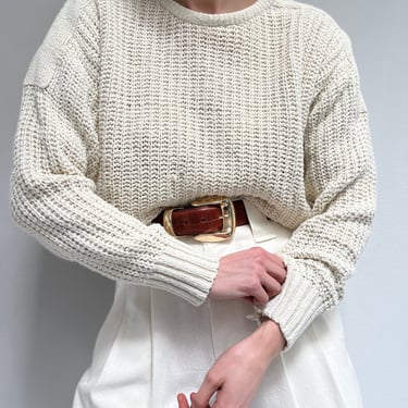 Vintage Neiman Marcus Ecru Silk Crewneck Sweater