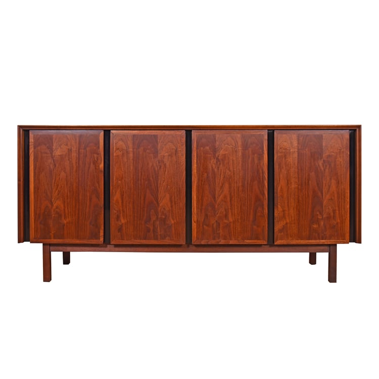 Mid-Sized American Modernist 64&#8243; Decorator Walnut Credenza | Sideboard